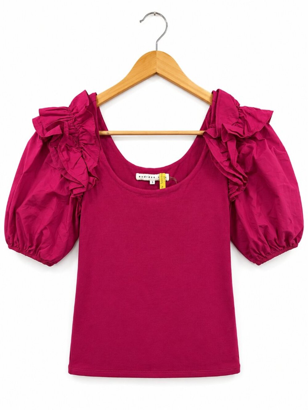 Endless Rose Pink Ruffle Puff Sleeve Top